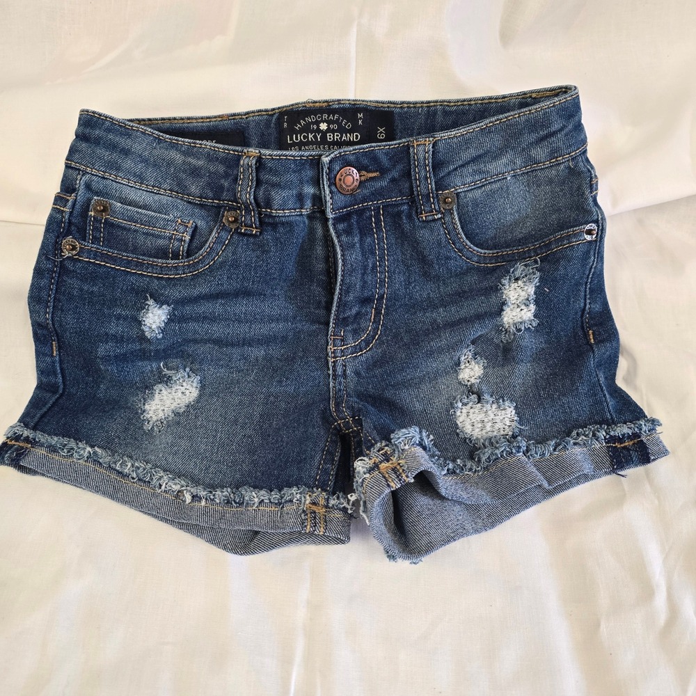 Distressed Denim Cut Off Jean Shorts Blue